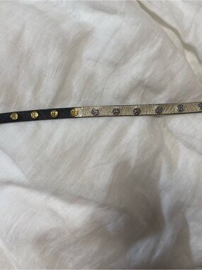 Tory Burch Two-Tone Leather wrap bracelet  - Black & Gold